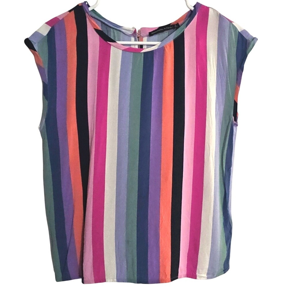 Abercrombie & Fitch Striped Button Back‎ Blouse Small Summer Casual Lightweight